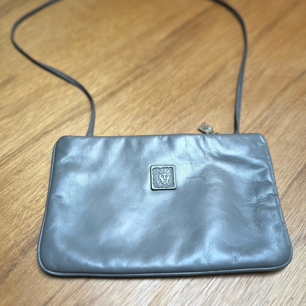 Anne Klein for Calderon gray leather purse